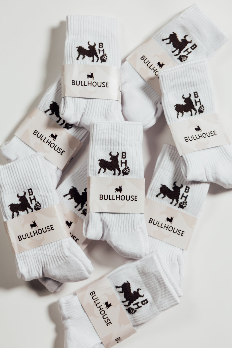 Bullhouse Brew Co. Branded White Socks