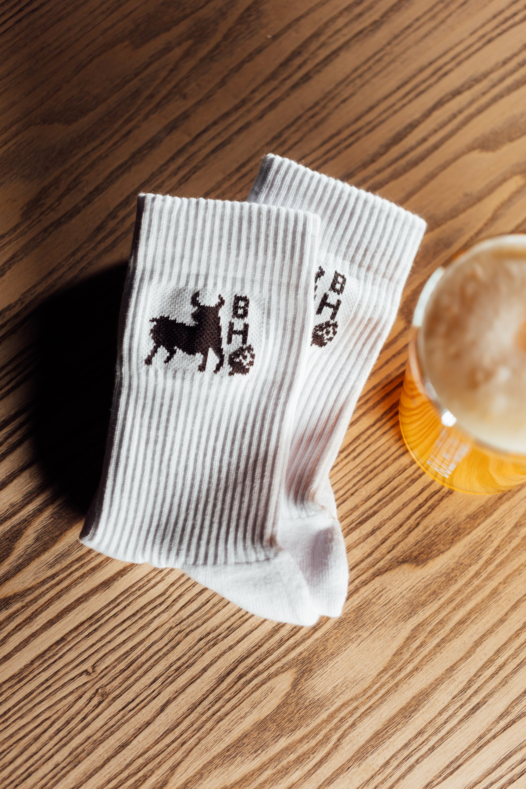 Bullhouse Brew Co. Branded White Socks